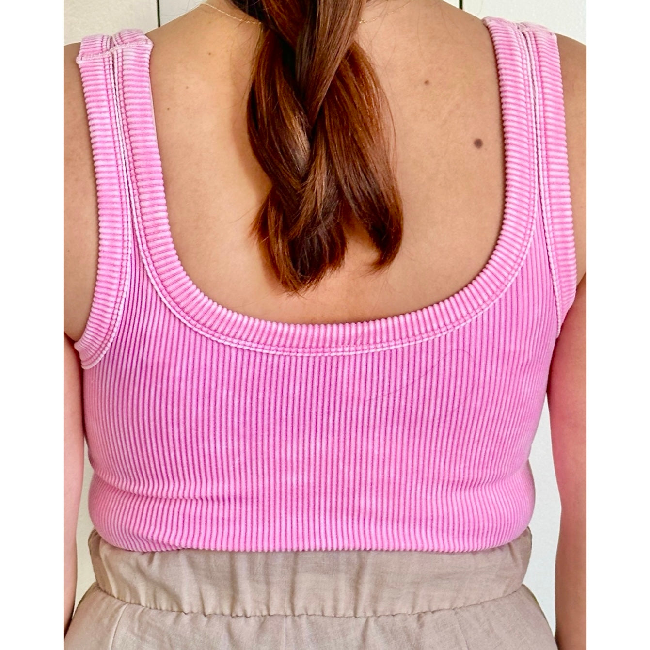 Scoop Neck Washed Ribbed Tank Top