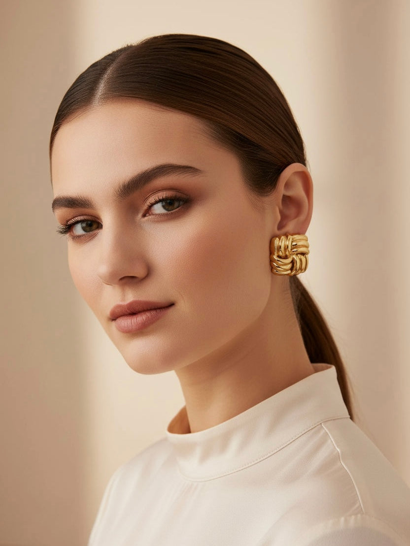 Quilted Stud Earrings