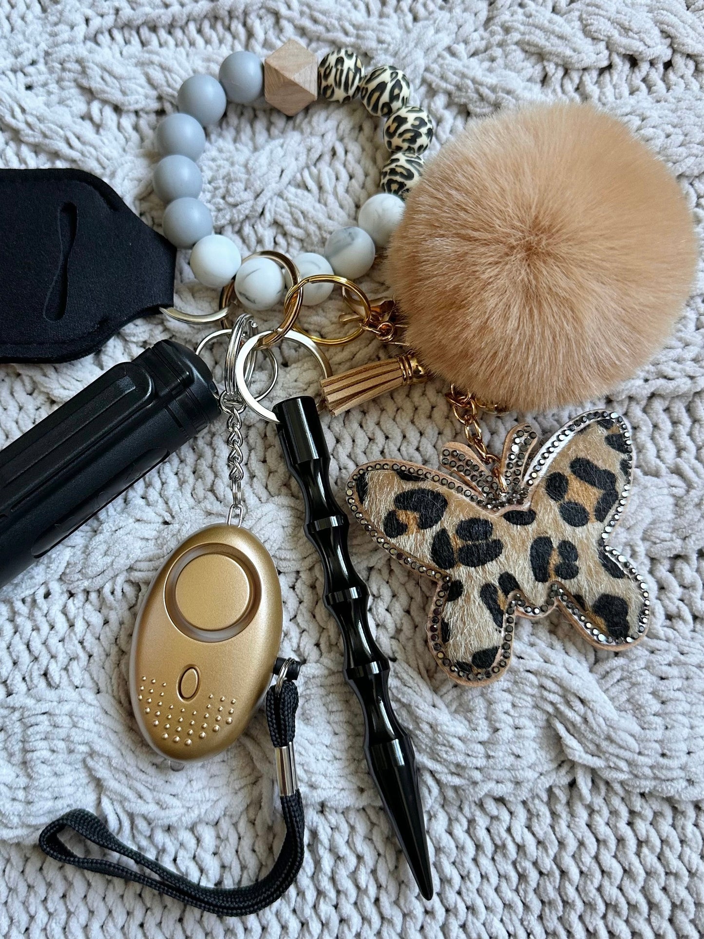 The Chic Print Beaded Safety Keychain