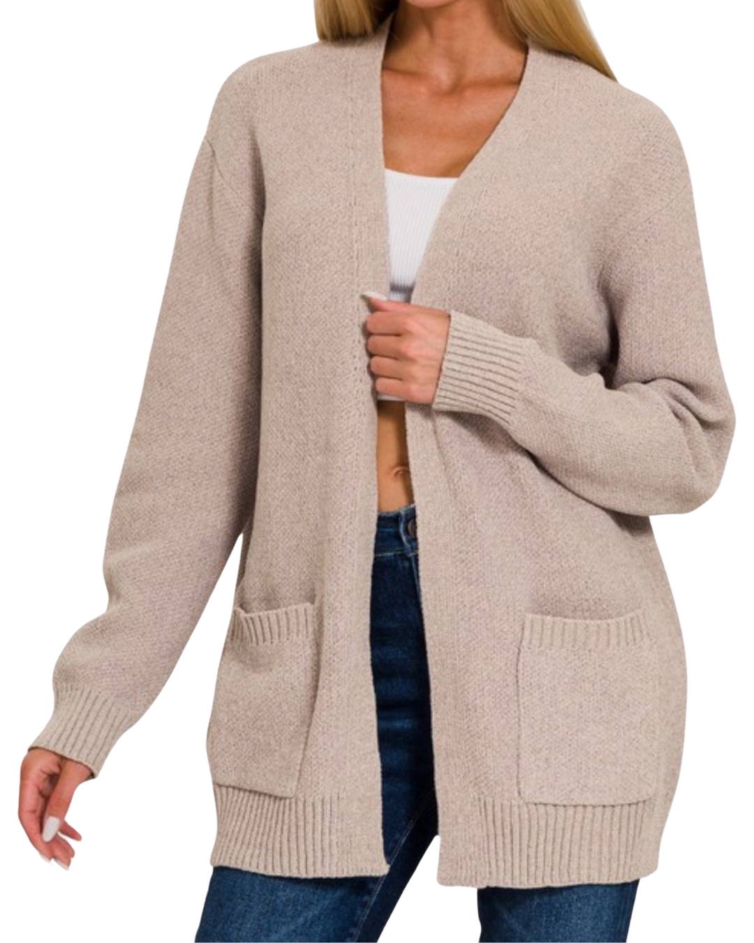 Tessa Melange Sweater Cardigan in Mocha