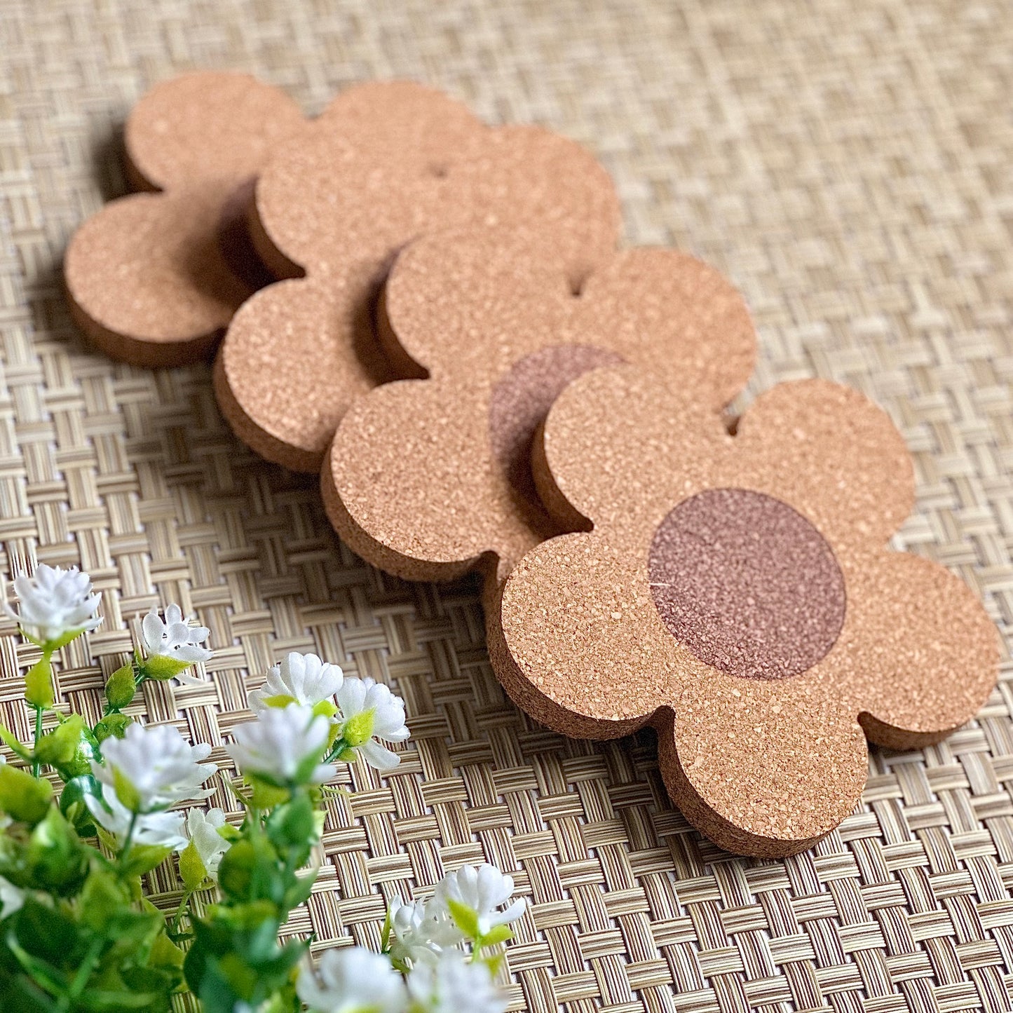 Pack of 4 Flower Cork Coasters