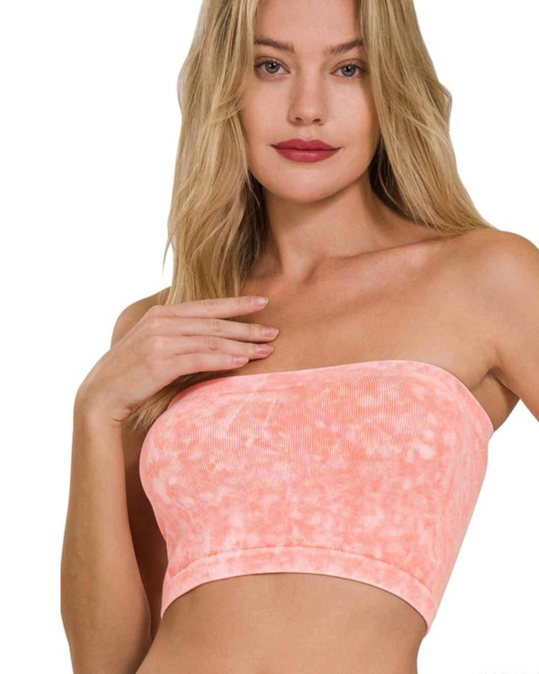 Strapless Seamless Washed Ribbed Tube Top