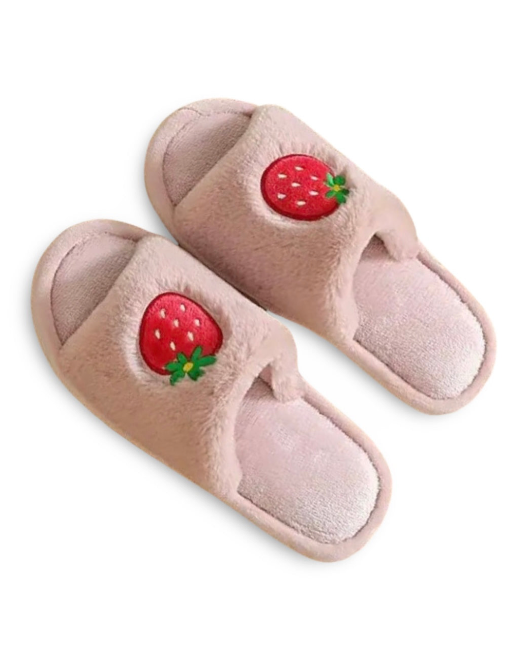 Strawberry Fur Open Slippers