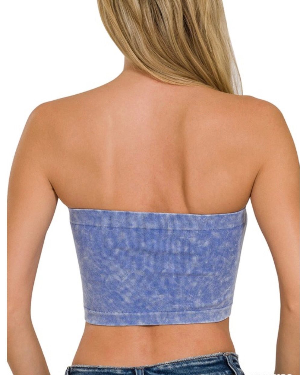 Strapless Seamless Washed Ribbed Tube Top