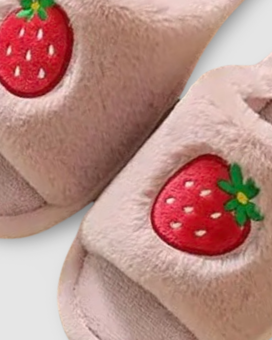 Strawberry Fur Open Slippers