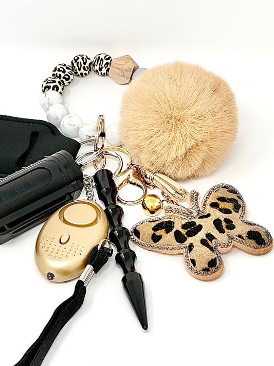 The Chic Print Beaded Safety Keychain