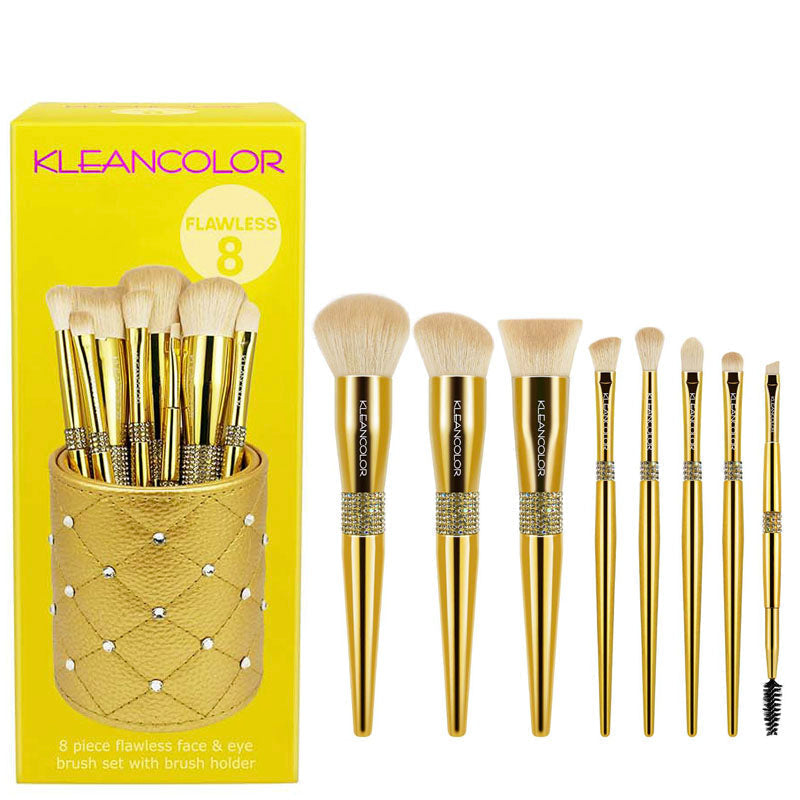 KleanColor Twinkle Love 8PC Deluxe Face & Eye Brush Set with Brush Holder